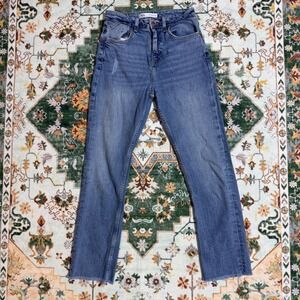 Vintage Zara Jeans Size 2 Blue High Rise‎ Straight Leg Frayed Hem Distressed